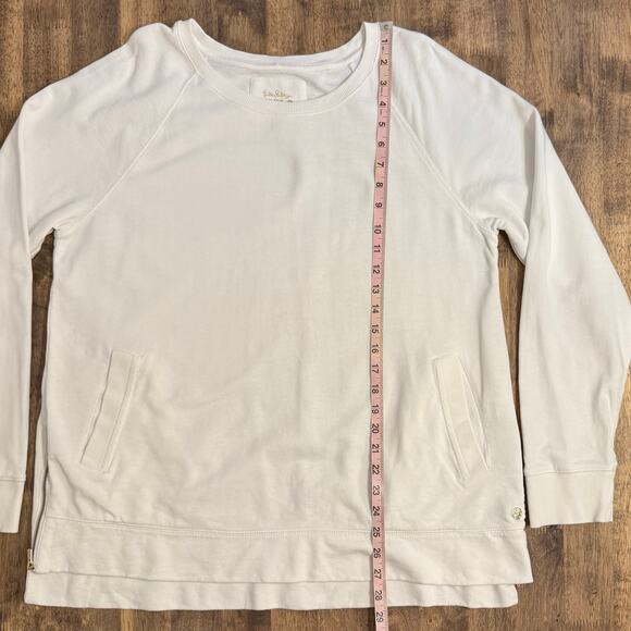 Lilly Pulitzer Luxletic Beach Comber Pullover Sweatshirt Boat Neck White Size XL - Picture 9 of 10